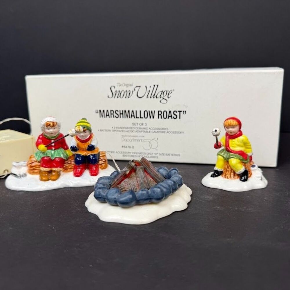 Department 56 Original Snow Village Marshmallow Roast 3 Pieces 5478-0, Retired